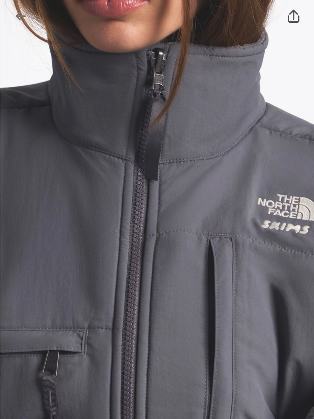 North Face x SKIMS collection, 1995 Denali Fleece Jacket. Gunmetal SZ S. NWT - Picture 5 of 12